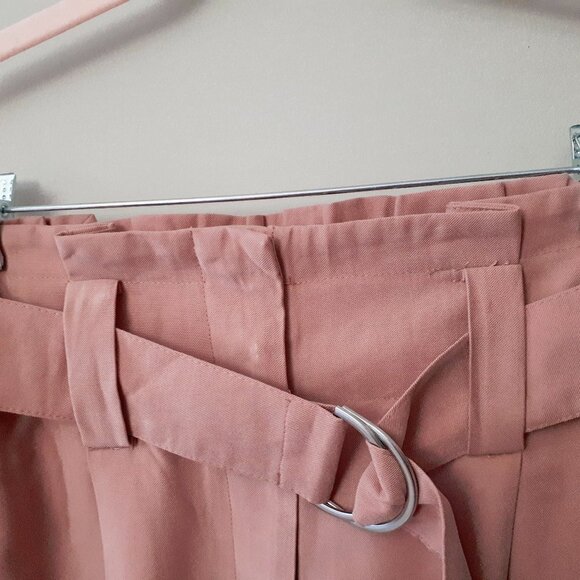 NWOT Zara pink paperbag elastic high waist belted crop trouser pants, S - Picture 9 of 9